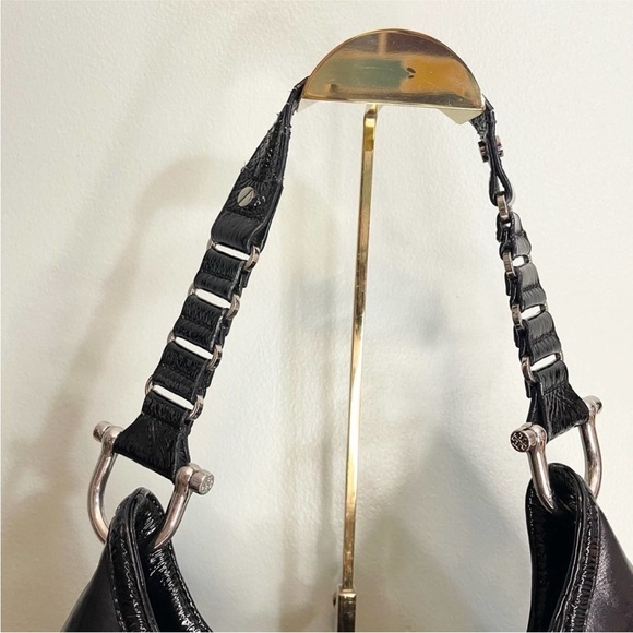 Tory Burch | Black " Horseshoe Hobo " Bag w/ Buckle Trim Handbag Bag Retail $565 - Picture 8 of 9